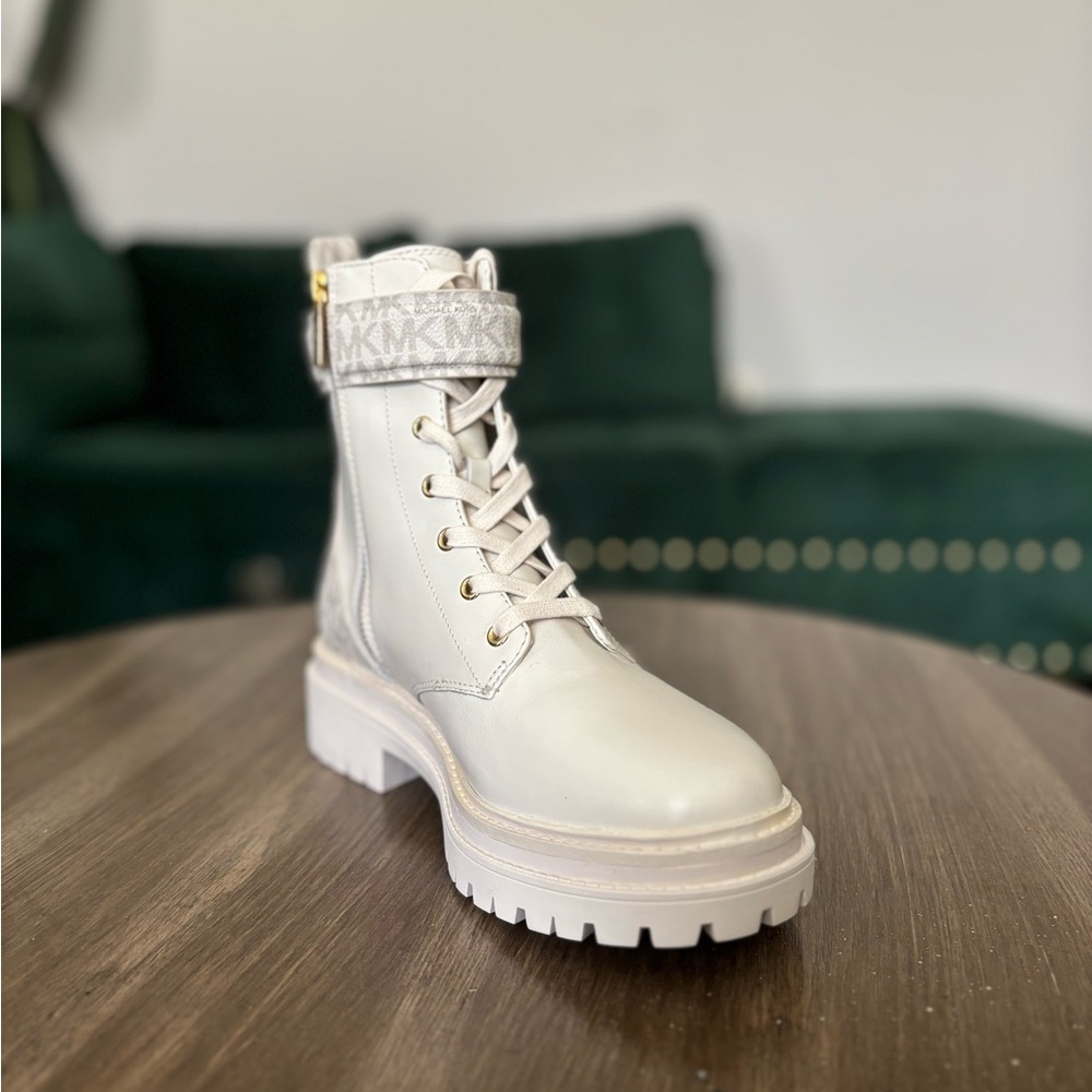 Michael Kors Women's White Combat Boots - Picture 4 of 12